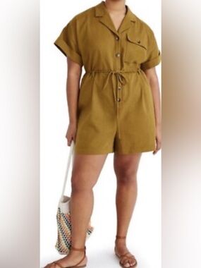 {EUC} Madewell Belted Safari Romper In Distant Olive Small